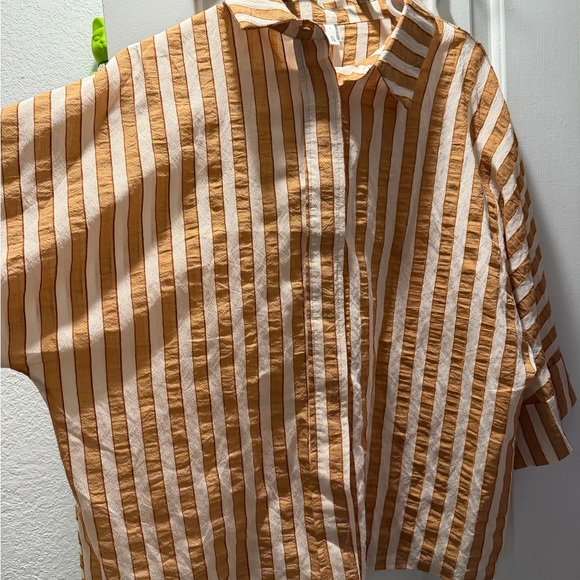 Glam Orange and White Striped Shirt - Picture 2 of 6